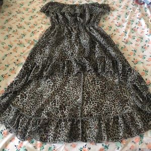 Strapless cheetah print summer dress